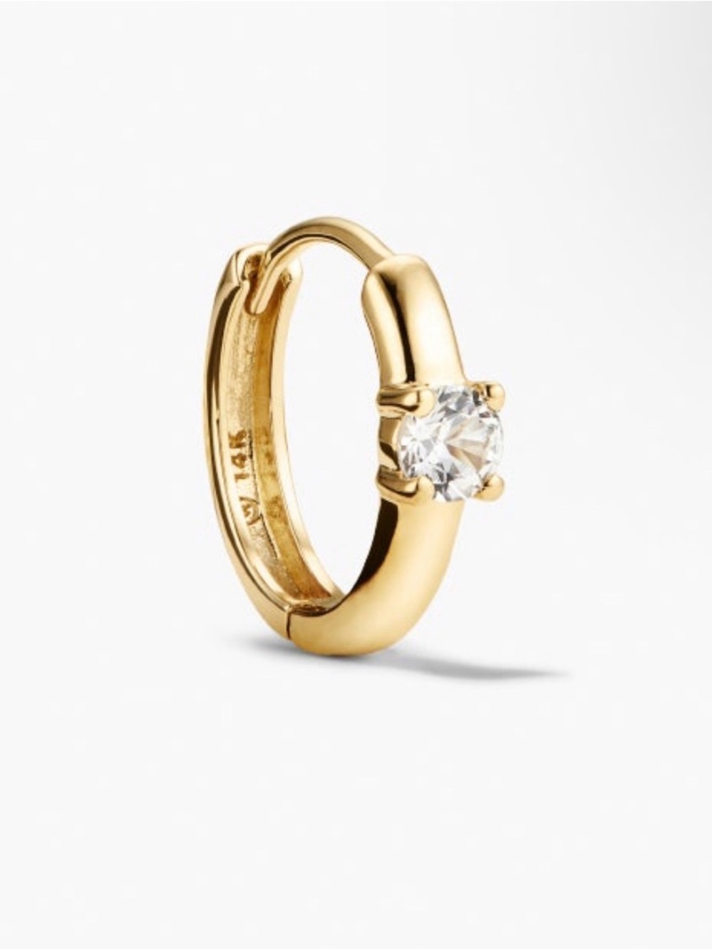 Single Mejuri 14k yellow gold white sapphire Huggie earring